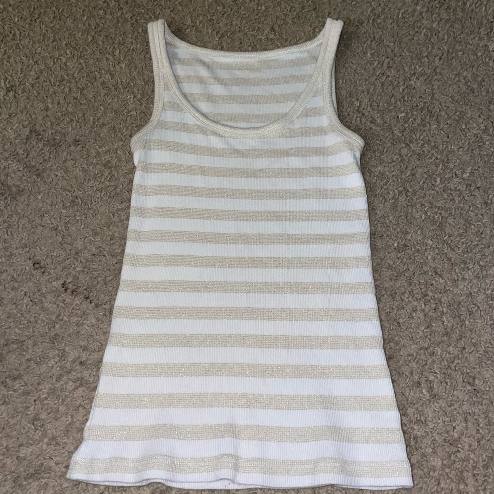 Beige & White Tank Top